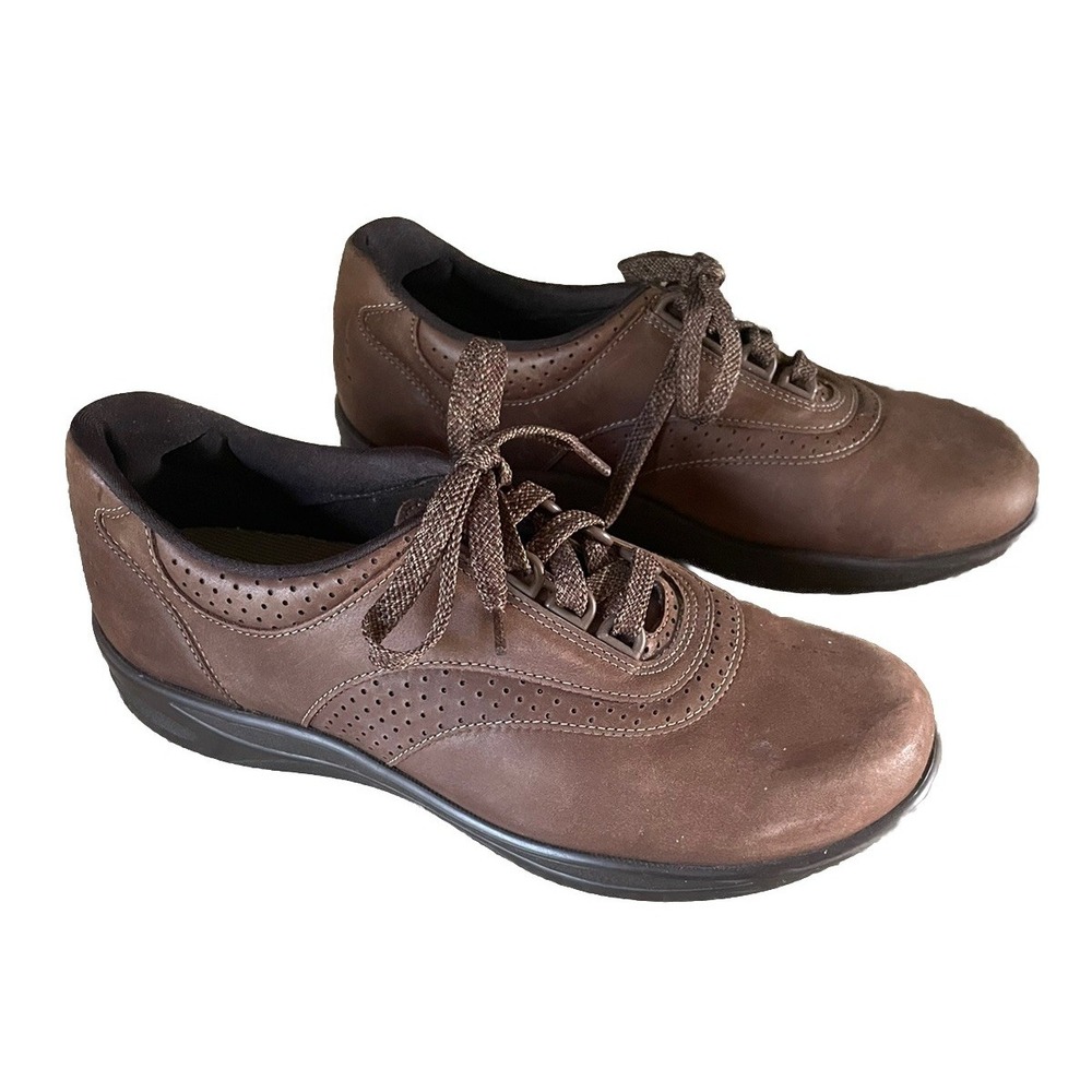 SAS Walk Easy Shoe Women 8.5 Brown Leather Comfort Sneaker Walking